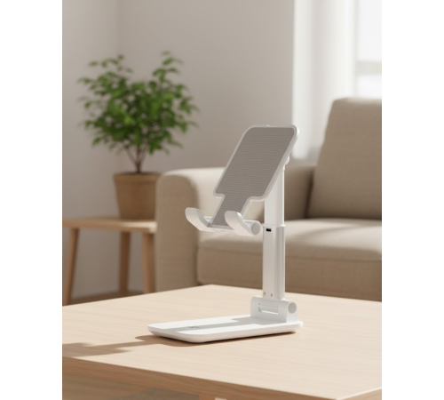 Ayarlanabilir Ergonomik Katlanabilir Masaüstü Telefon Tutucu Beyaz