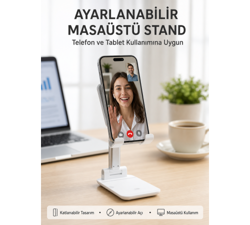 Taşınabilir Masaüstü Telefon Tutucu Ayarlanabilir Yükseklik Yeni Nesil