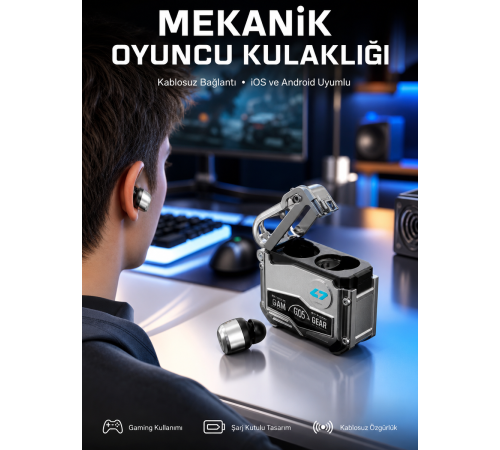 Kulaklığı Yeni Mekanik Kablosuz Kulaklık İos Android Uyumlu Yeni Nesil