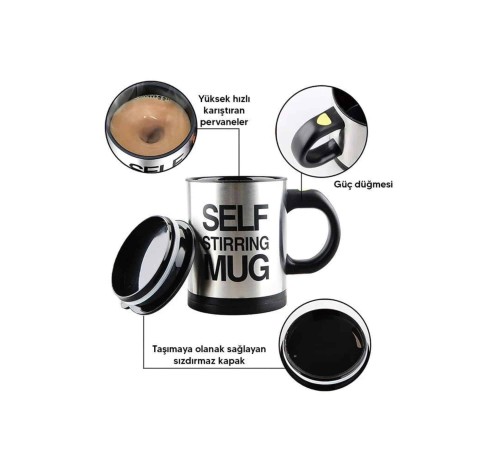 Karıştırıcı Özellikli Mikser Kupa Bardak Kompakt Taşınabilir Mug