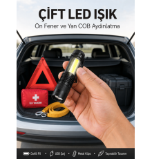 Taşınabilir Şarjlı LED Fener - 4 Modlu, 2000LM, Ayarlanabilir Odak Yeni Nesil