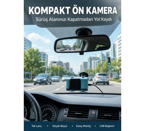 Kompakt Dash Kamera USB Şarj TF Kart Destekli Yeni Nesil