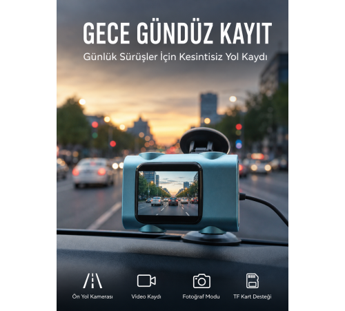 Araç Güvenlik Kamerası Öne Bakan Yol Kayıt Cihazı Yeni Nesil