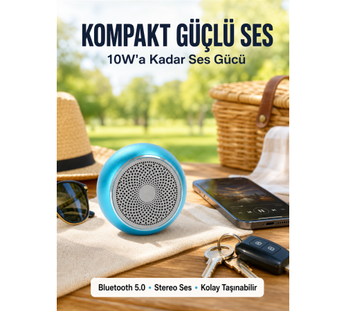 Alüminyum Gövdeli Mini Bluetooth Hoparlör – Dayanıklı ve Şık Tasarım Yeni Nesil
