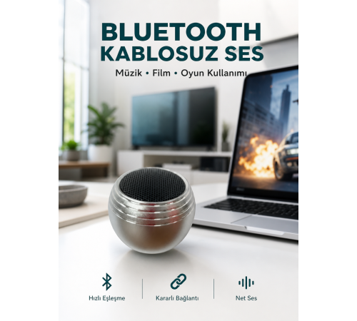 Taşınabilir Bluetooth Hoparlör Yüksek Ses Kaliteli Mini Tasarım Yeni Nesil