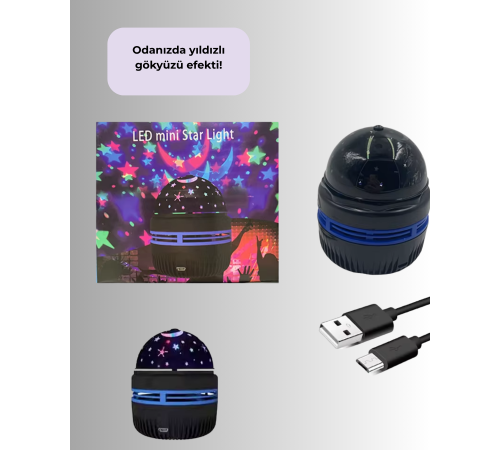 USB’li Yıldız Projektör Lamba – Döner Galaxy Işık Şovu, Çocuk ve Yetişkin Uyku Lambası