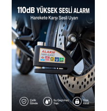 Yüksek Sesli 110dB Çelik Disk Kilidi Su Geçirmez Yeni Nesil