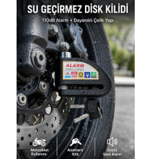 Suya Dayanıklı 110dB Alarmlı Çelik Disk Kilidi Yeni Nesil