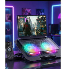 RGB Işıklı Laptop Soğutucu Stand Çift Fanlı Sessiz Çalışan Ayarlanabilir