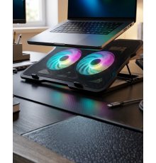 Ayarlanabilir Laptop Soğutucu Çift Fan RGB Işıklı Sessiz Çalışan
