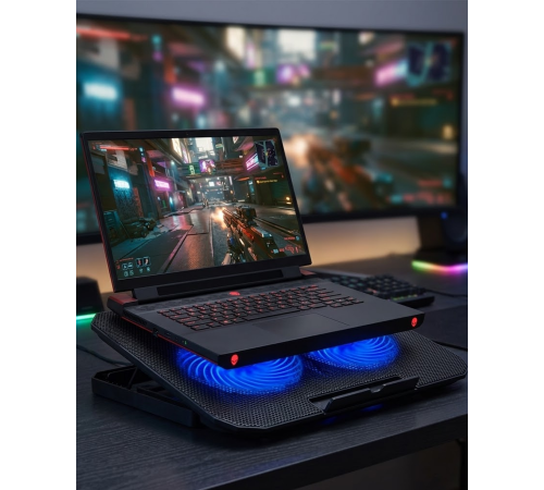 Çift Fanlı Laptop Soğutucu Stand 17 İnç Uyumlu 8 Kademeli Ayarlı USB Girişli