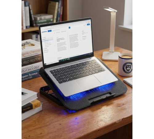 USB Girişli Laptop Soğutma Standı Çift Fan Mavi Işıklı Notebook Soğutucu