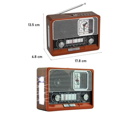 Saatli Fenerli Bluetooth Nostaljik Radyo AUX SD USB Girişli Bluetooth Hoparlör