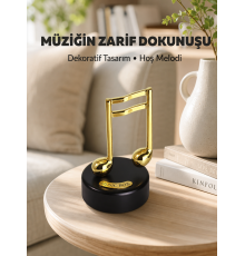 Altın Nota Figürlü Dönen Müzik Kutusu Dekoratif Music Box Yeni Nesil