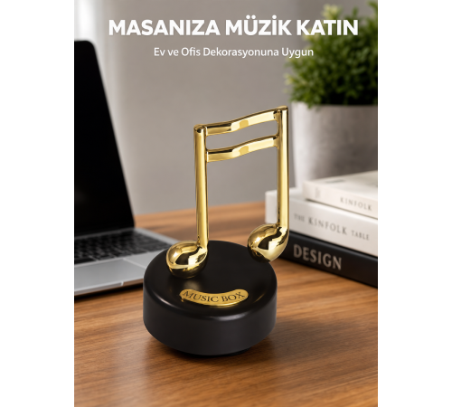 Altın Nota Temalı Müzik Kutusu Müzikli Hediyelik Yeni Nesil