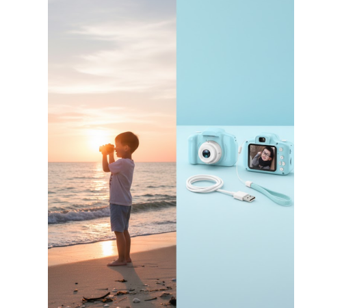 Mavi Mini HD Dijital Kamera Video ve Fotoğraf Çekimli Şarjlı Taşınabilir Kayıt Cihazı