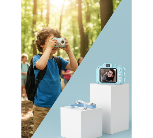Mavi Mini HD Dijital Kamera Video ve Fotoğraf Çekimli Şarjlı Taşınabilir Kayıt Cihazı