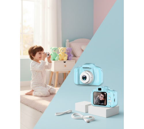 Mavi Mini Dijital Kamera HD Video ve Fotoğraf Çekimli USB Şarjlı Kompakt Kayıt Cihazı