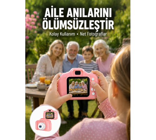 Taşınabilir HD Dijital Kamera Video Kayıt Fotoğraf Çekim USB Bağlantılı Şarjlı Yeni Nesil