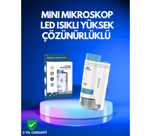 Taşınabilir LED Işıklı Cep Mikroskop – 80X–200X Büyütme