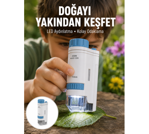 ABS Gövdeli Öğrenci ve Hobi Mikroskobu – Mavi Renk Yeni Nesil
