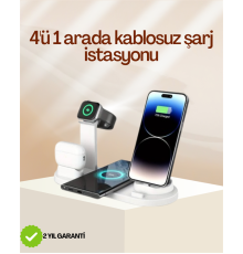 4 Cihazı Aynı Anda Şarj Edebilen Kablosuz Şarj İstasyonu Çok Yönlü ve Pratik Tasarım