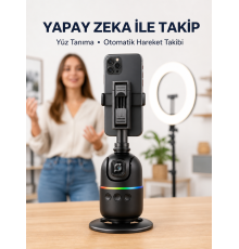 Telefon ve Kamera Uyumlu 360° Otomatik Takipli Akıllı Masa Tripodu Yeni Nesil