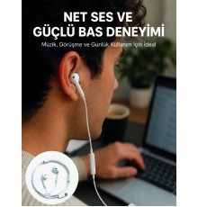 Kablolu Type C Kulak İçi Kulaklık Kristal Netliğinde Ses Kalitesi Yeni Nesil
