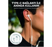 Type C Kablolu Kulak İçi Kulaklık Net Ses ve Güçlü Bas Deneyimi Yeni Nesil