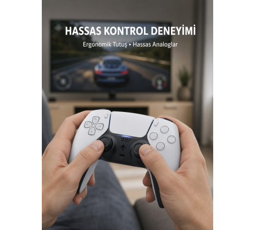 Kablosuz PS5 Oyun Kumandası Hızlı Tepki ve Ergonomik Tutuş Yeni Nesil