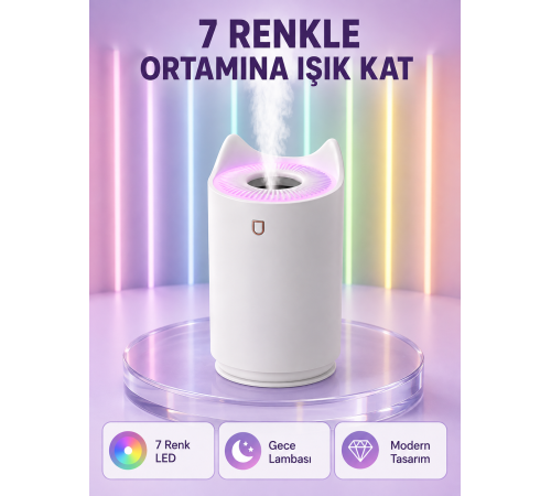 Oda Nemlendirici LED Işıklı Ultrasonik Buhar Makinesi Aroma Difüzör