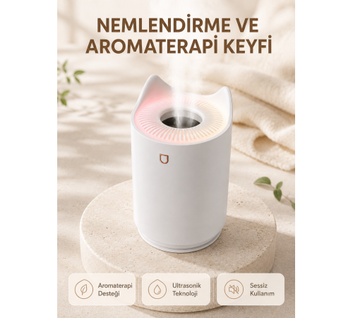 Aroma Difüzör Hava Nemlendirici Sessiz Çalışma LED Gece Lambası