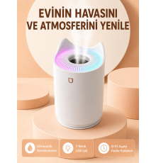Hava Nemlendirici Buhar Makinesi Aromaterapi LED Işıklı Oda Nemlendirici
