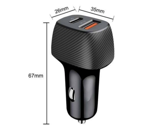 Araç İçi Hızlı Şarj Soketi 38W Oto Çakmaklık Type-C Araba Çakmaklık