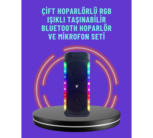Ev ve Dış Mekan Kullanımına Uygun RGB Işıklı Hoparlör