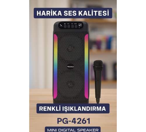 RGB Işıklı Çift Hoparlörlü Taşınabilir Bluetooth Speaker ve Mikrofon Yeni Nesil