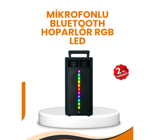Bluetooth Işıklı Hoparlör – 2x5W Güç | USB + TF Kart + FM Radyo | Siyah Renk
