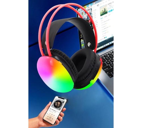 Kulak Üstü Kablosuz Bluetooth Kulaklık Unısex Renkli Işıklı Kulaklık