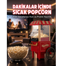 5 Dakikada Popcorn Hazırlayan Yağsız Patlatma Makinesi