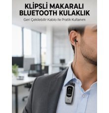 Klipsli Tasarımlı Bluetooth Kulaklık Uzun Pil Ömrü