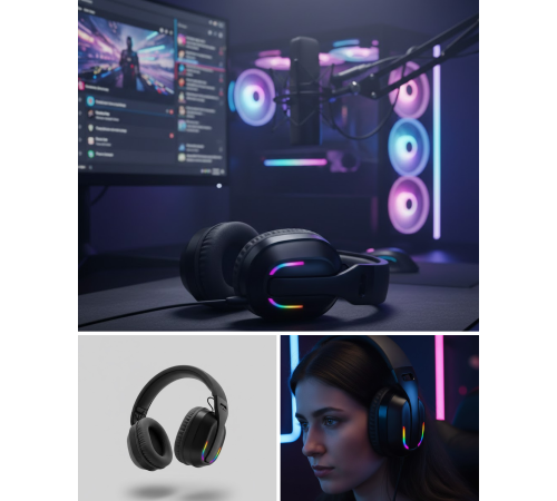 Kablosuz  Kulaklığı RGB Aydınlatmalı Bluetooth Mikrofonlu  Headset