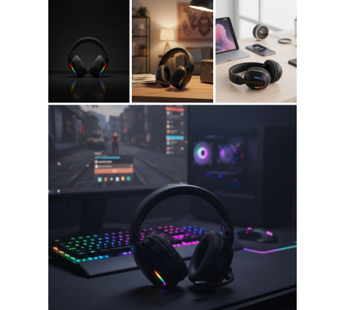 Kablosuz  Kulaklığı RGB Aydınlatmalı Bluetooth Mikrofonlu  Headset