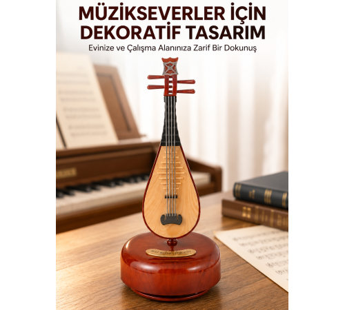 Klasik Ud Figürlü Melodili Müzik Kutusu Şık Hediyelik
