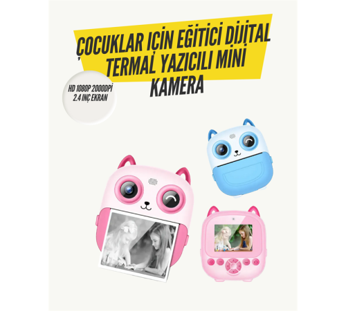 2.4” Ekranlı Mini Kamera – 1080p Kayıt + Mürekkepsiz Yazdırma