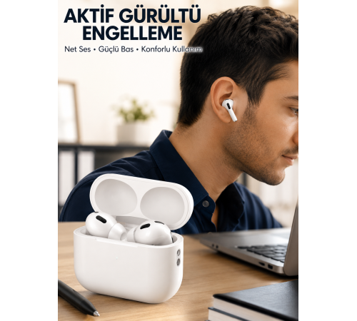 Aktif Gürültü Engelleyici Kablosuz Bluetooth Kulaklık – Şarj Kutulu, Uzun Ömürlü Yeni Nesil
