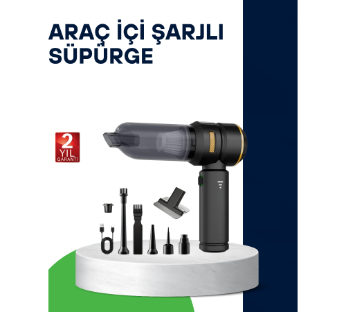 Kablosuz Şarjlı Araç İçi ve Küçük Alanlar İçin Güçlü Vakumlu Süpürge