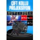 Projektör Siyah Android Taşınabilir Sinema Projeksiyon Wifi Destekli En Güncel Sürüm Akıllı