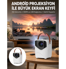 HD Ayaklı Portatif Projeksiyon Cihazı Bluetooth Wifi Akıllı Android İşlemcili Yeni Nesil