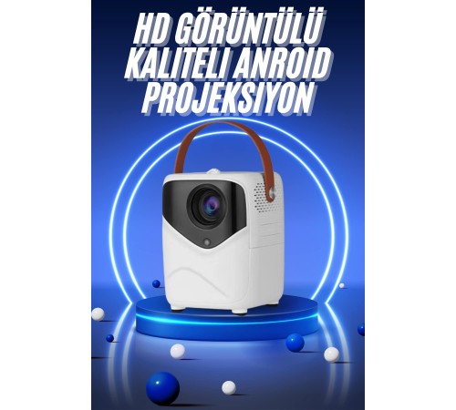 HD Ayaklı Portatif Projeksiyon Cihazı Bluetooth Wifi Akıllı Android İşlemcili