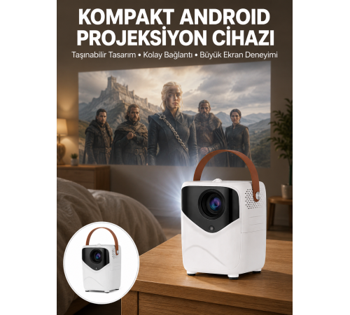 Projeksiyon Ev Sineması Bluetooth 4k HD Kaliteli Görüntü Kumandalı Yeni Nesil